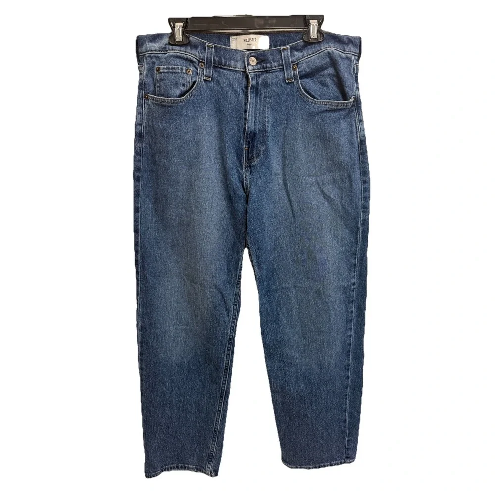 Hollister Men's Baggy Denim Jeans Medium Wash Y2K Grunge Skater Tagged 32x32